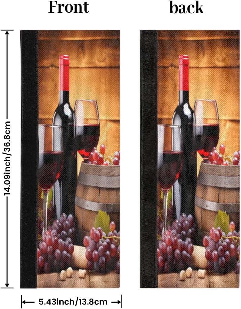 DXTKWL Red Wine Glass Grapes Wooden Refrigerator Door Handle Covers Set of 2 Kitchen Appliance Handle Covers Protector for Fridge Microwave Stove Oven Dishwasher - Image 1
